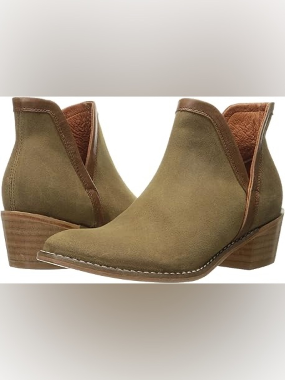 Wolverine Women’s Delaney Olive Suede Leather Tan Trim Ankle Boot Size 7